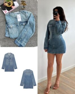 Luxury Zara Denim Button Dress