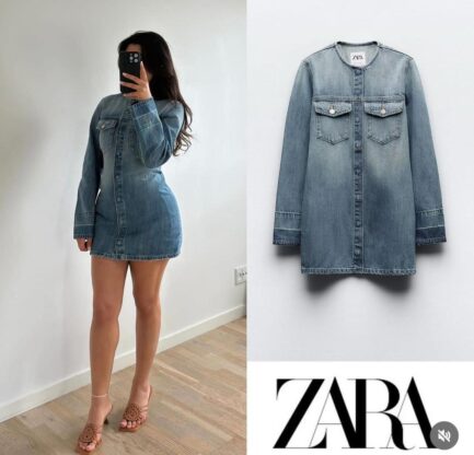 Luxury Zara Denim Button Dress - Image 3